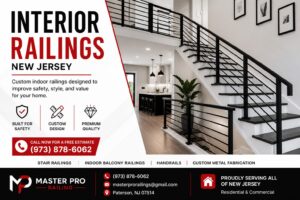 Interior railings New Jersey custom indoor stair railing by Master Pro Railing