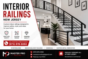 Interior railings New Jersey custom indoor stair railing by Master Pro Railing